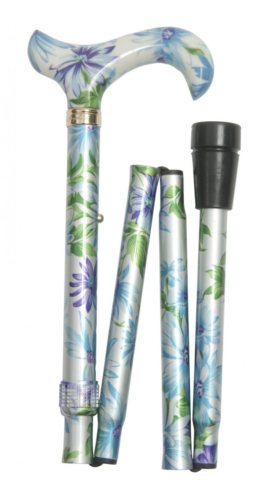 Elite Folding Cane Blue And Green Floral 5003h The Walking Stick Store Classic Canes 0337